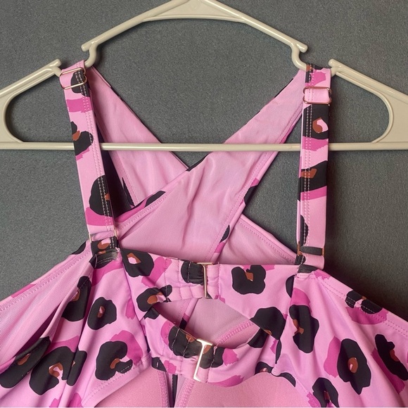 New LYSA Pink Leopard Print Sexy Keyhole One Piece Swimsuit Plus Size - Picture 6 of 13